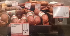 Цена на продукты питания в Берлине, копченые колбасы